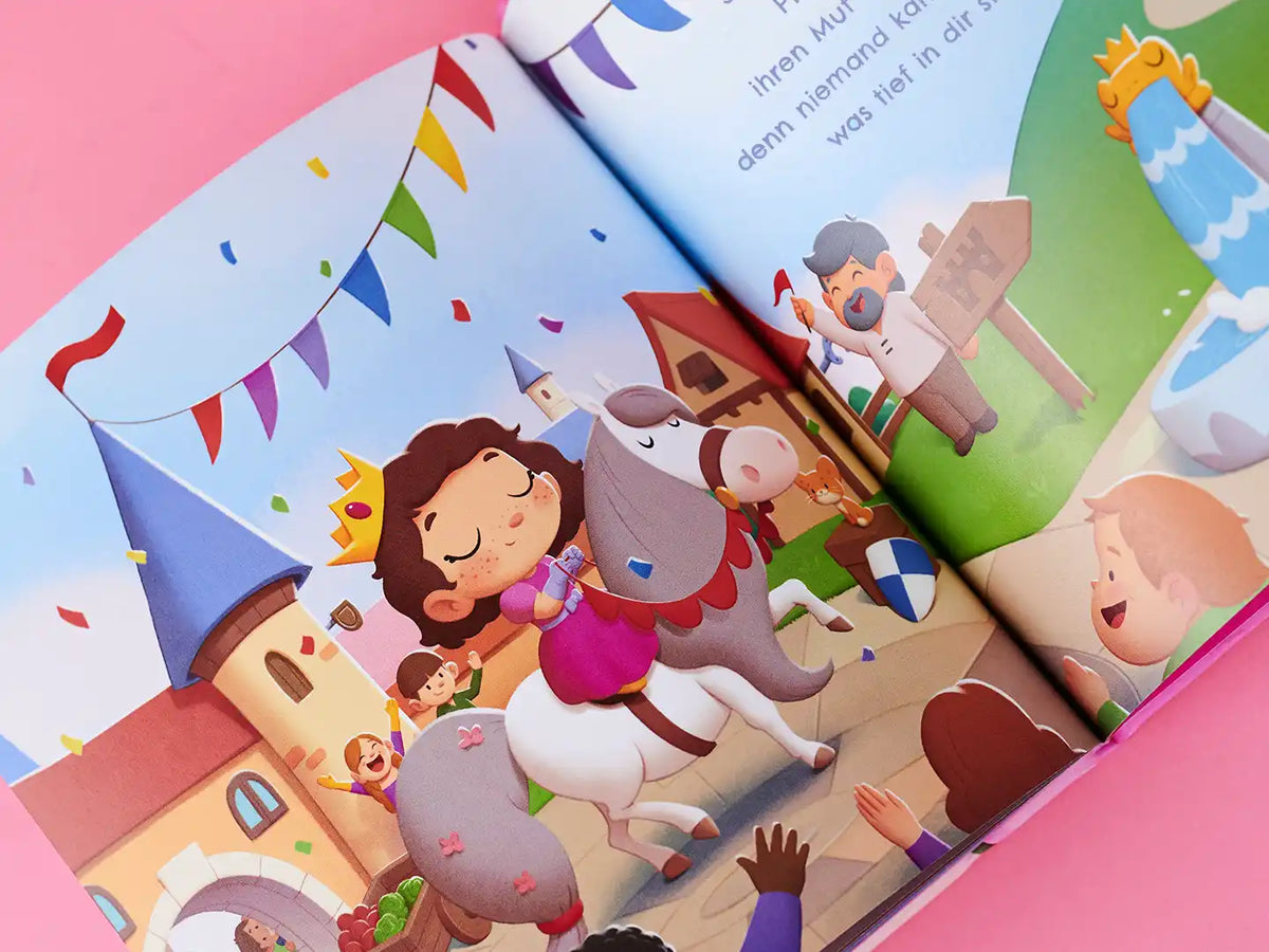 Niedliche Illustrationen aus dem personalisierten Buch für kleine Prinzessinnen.