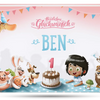 Das Cover des personalisierten Geburtstagsbuchs, das das perfekte Geschenk für ein einjähriges Kind ist.